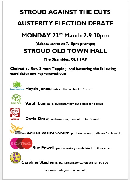 Poster for austerity election debate listing panel